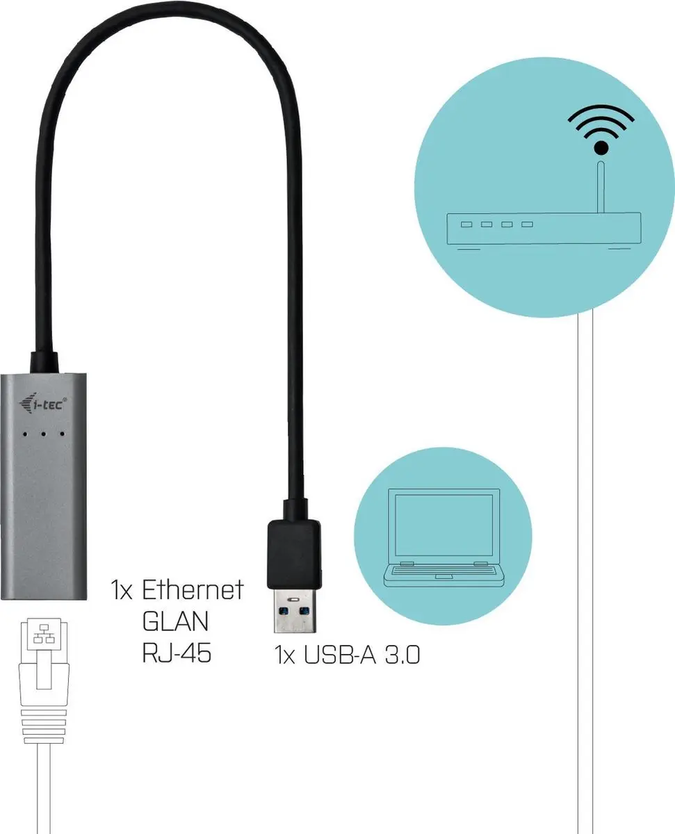 I-tec i-Tec Metal USB 3.0 Gigabit Ethernet Adapter U3METALGLAN - Zwart