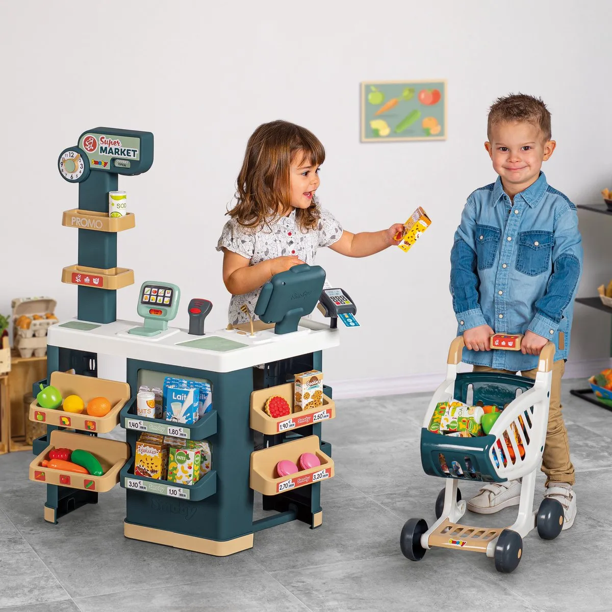 Smoby Super Market Speelgoedwinkeltje - Groen/Beige