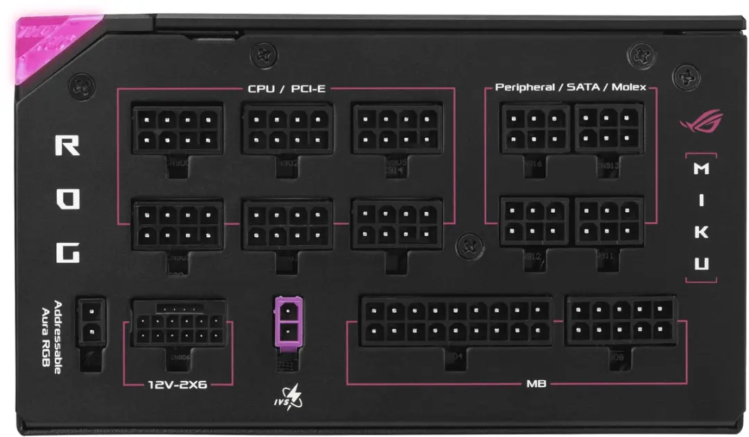 ASUS ROG THOR 1200P3 1200W Voeding - 90YE00V6-B0NA00 - Meerkleurig