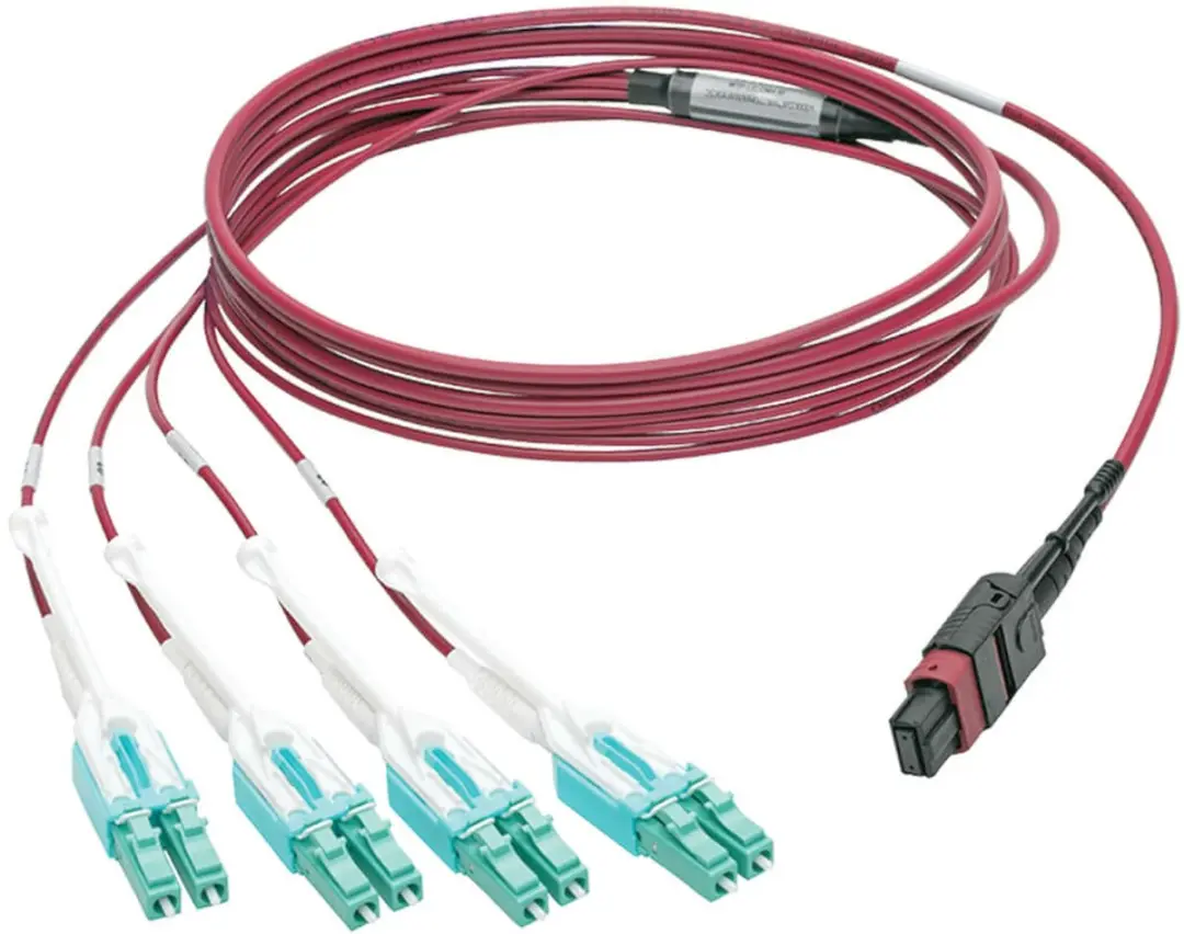 Tripp Lite N845-03M-8L-MG Glasvezelkabel OM4 MPO/MTP 8xLC - 3m - Zwart/Magenta/Turkoois