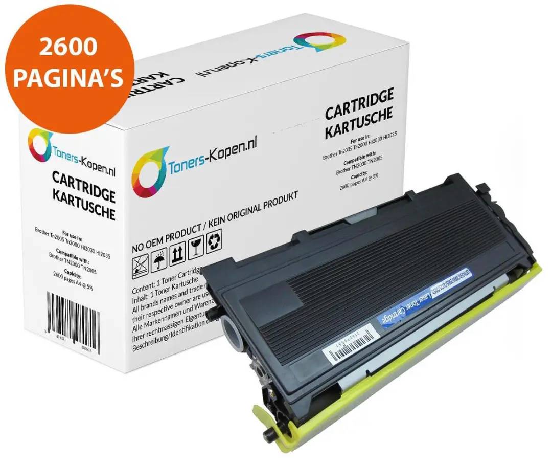 Brother TN-2000 Toner Zwart - 2x 2600 Pagina's