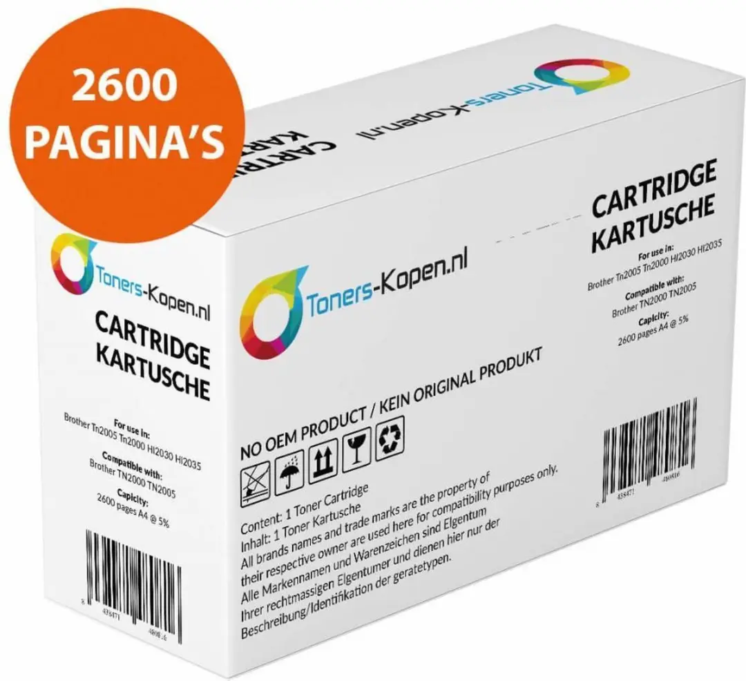 Brother TN-2000 Toner Zwart - 2x 2600 Pagina's