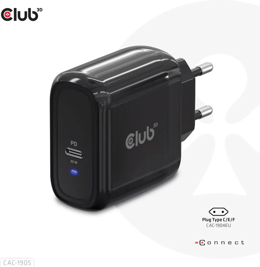 CLUB3D CAC-1905 USB-C Travel Charger 65W