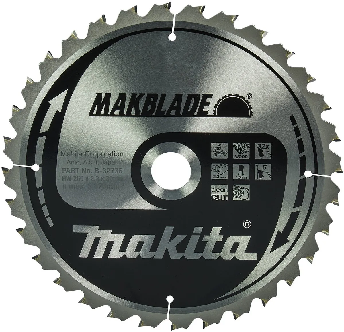Makita B-32736 Afkortzaagblad Hout 260mm 32T