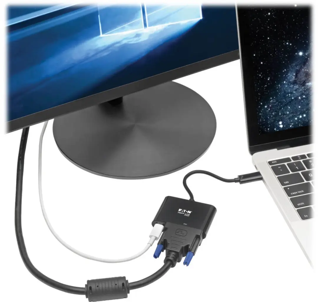 Tripp Lite U444-06N-DB-C USB-C naar DVI-I + USB Kabel - 0,15m - Zwart