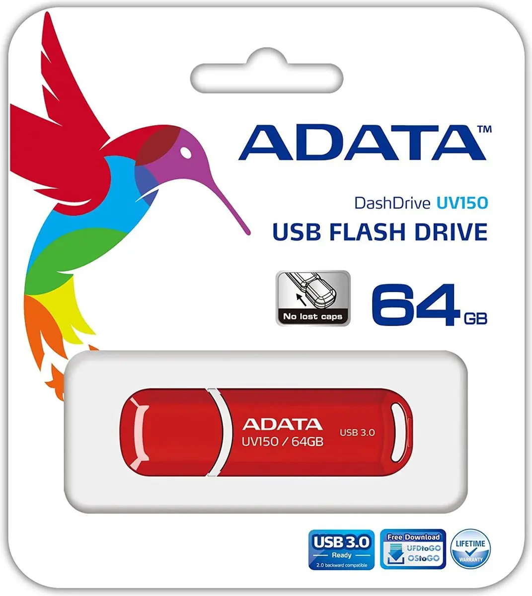 ADATA DashDrive UV150 64GB USB 3.1 - Rood