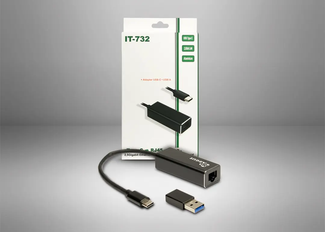 Intertech IT-732 Ethernet Adapter 2500 Mbit/s - USB-C + USB-A - Grijs