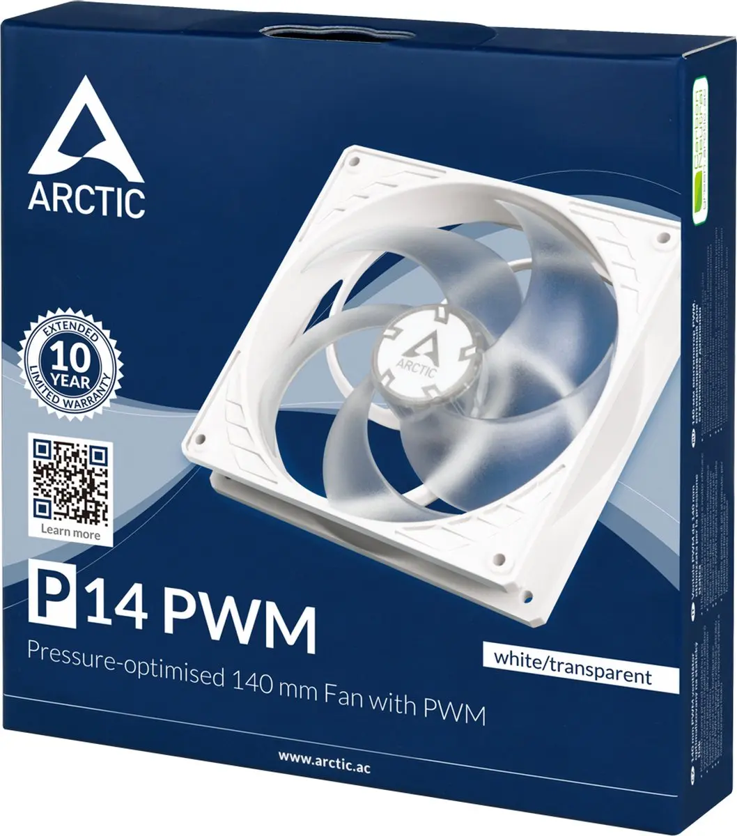 Arctic P14 PWM White Ventilator 140mm - 22.5 dB