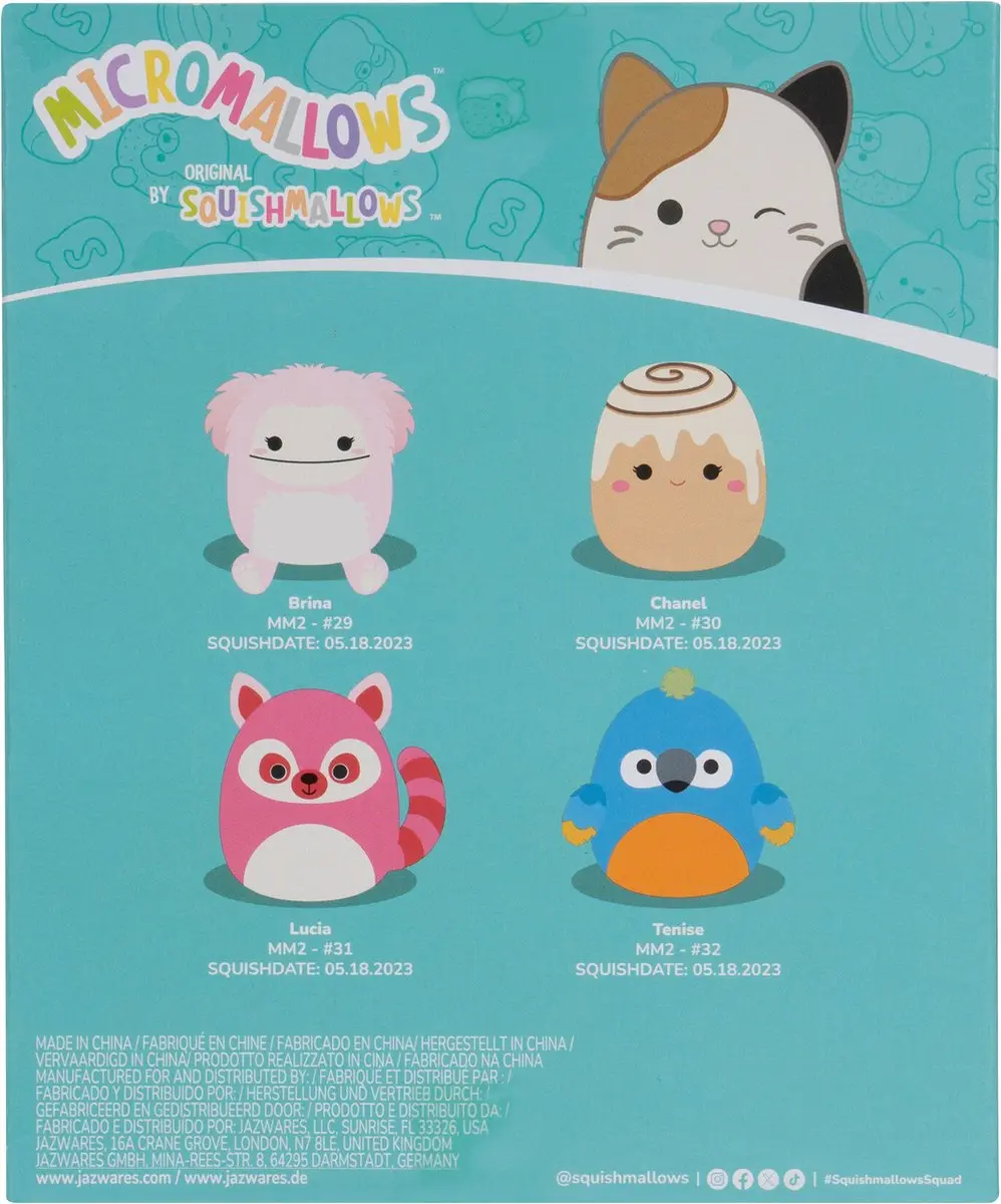 MicroMallows Squishmallows 6,5cm Chanel/Brina/Lucia/Tenise - 4 Stuks - afbeelding 6 van 6