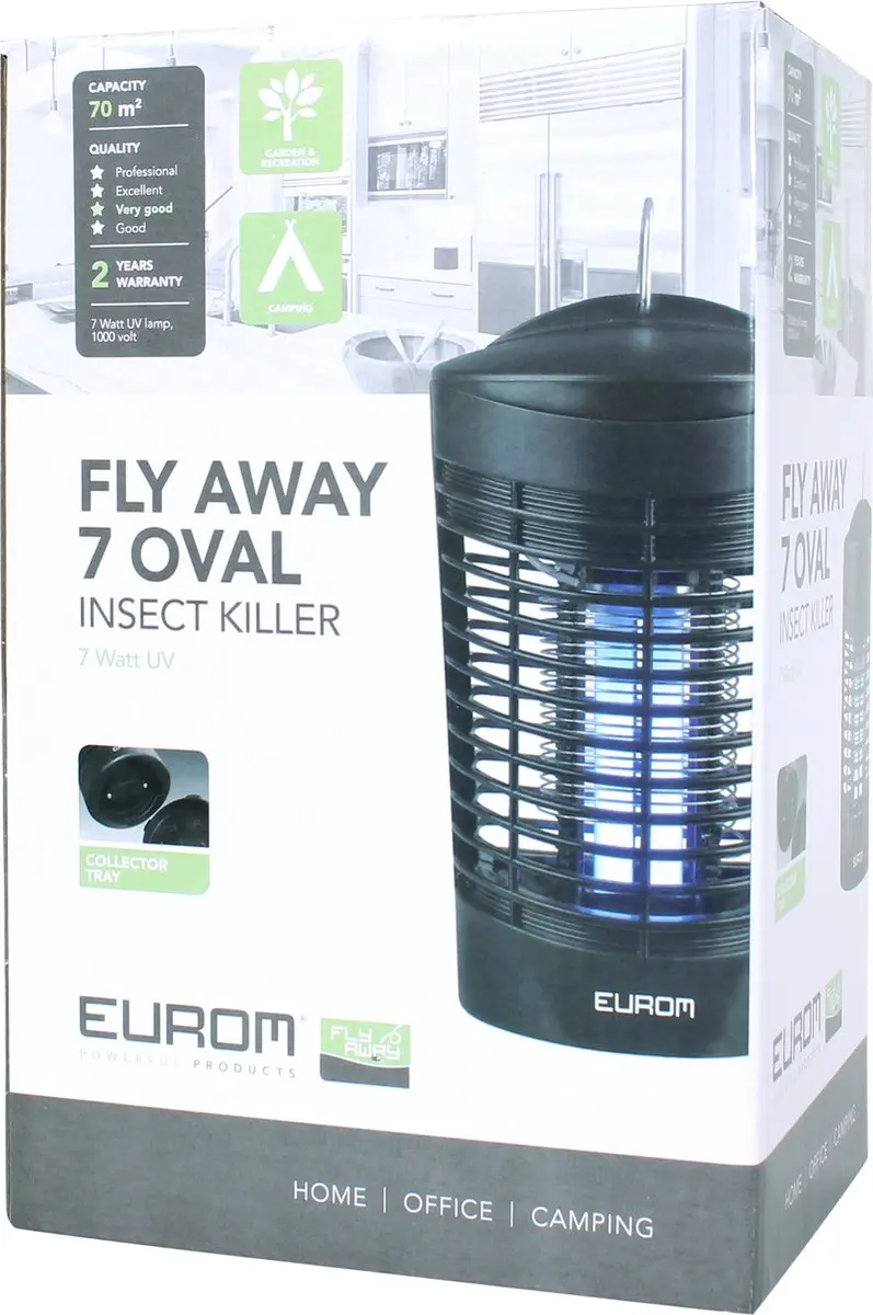 Eurom Fly Away Insectenlamp 7W - 70 m² - Zwart - afbeelding 6 van 6