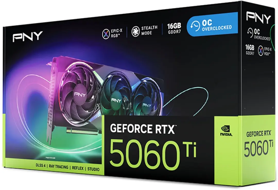 PNY NVIDIA GeForce RTX 5060 Ti EPIC-X RGB OC VCG5060T16TFXXPB1-O - Videokaart 16GB GDDR7