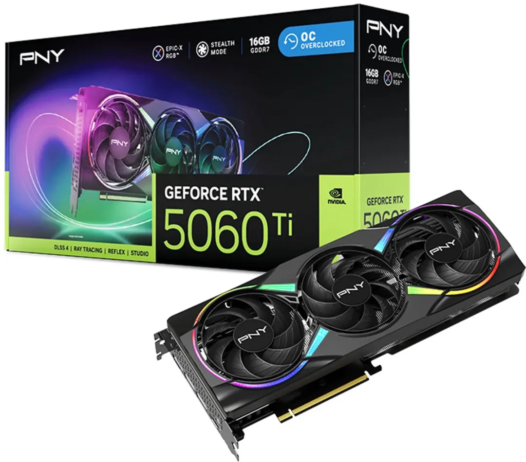 PNY NVIDIA GeForce RTX 5060 Ti EPIC-X RGB OC VCG5060T16TFXXPB1-O - Videokaart 16GB GDDR7