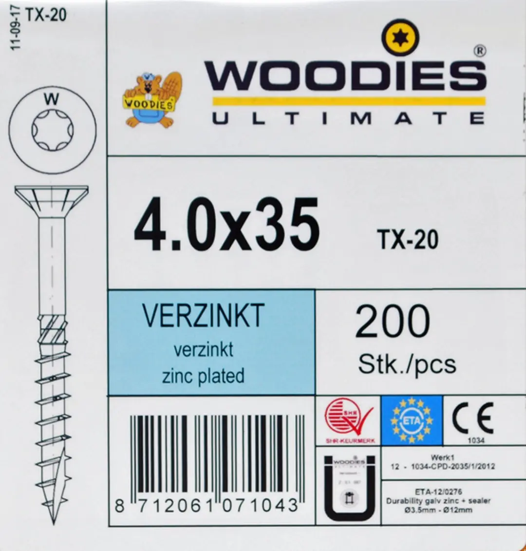 Woodies Ultimate Torx Verzinkt Platverzonkenkopschroef 4x35 - 200 Stuks - afbeelding 6 van 6