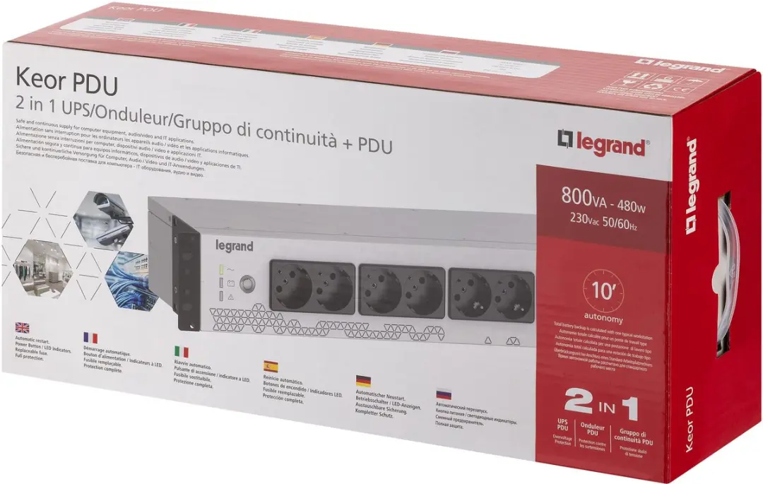 Legrand Keor PDU 310330 UPS - 800VA 480W 8x AC - Rackserver - Zwart/Wit