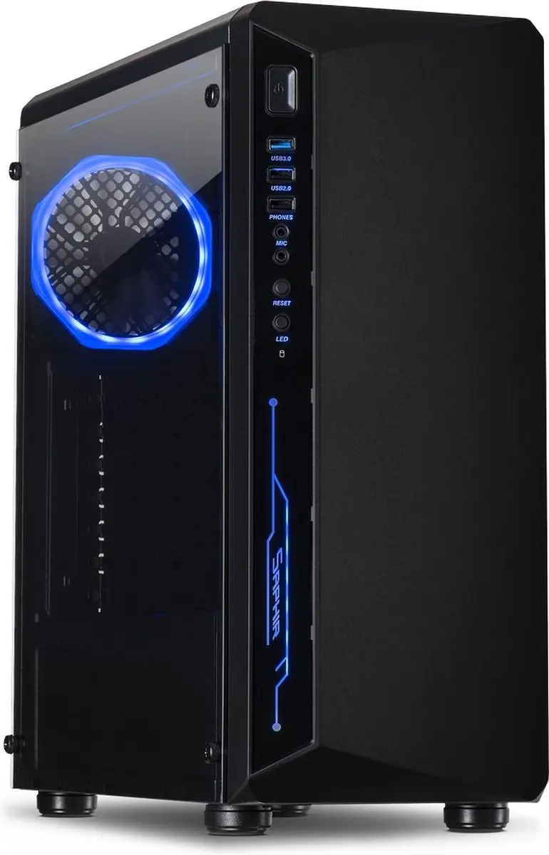 Inter-Tech C-3 Saphir RGB Midi Tower - Zwart