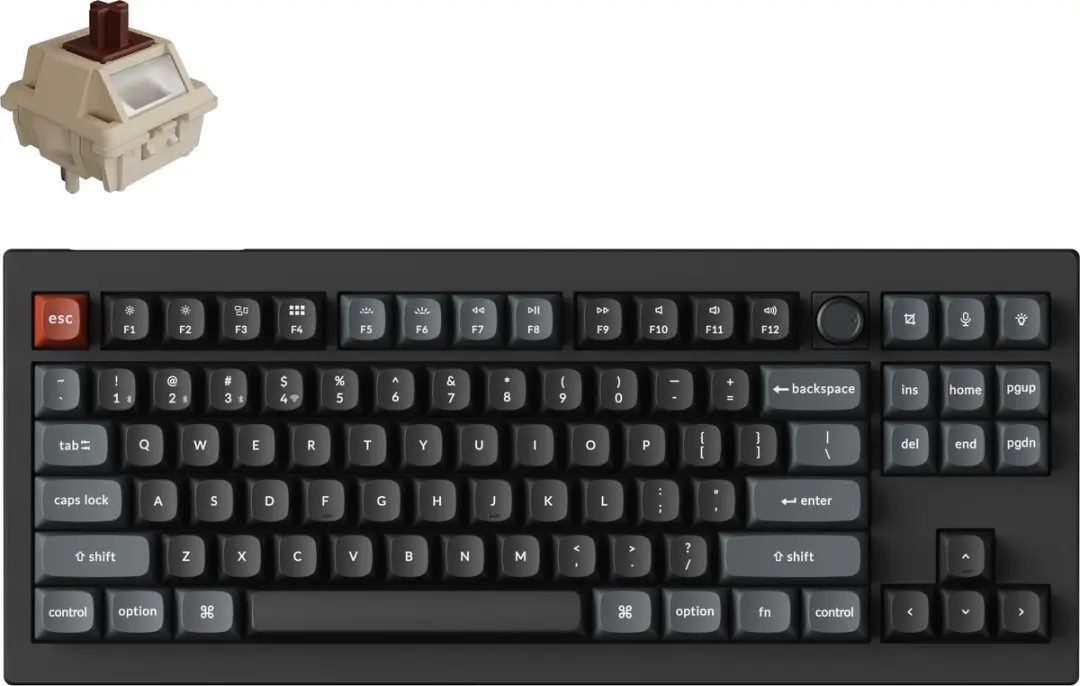 Keychron V3 Ultra Mechanisch Toetsenbord V3U-D3 - 80% - Bruine Switch - Zwart