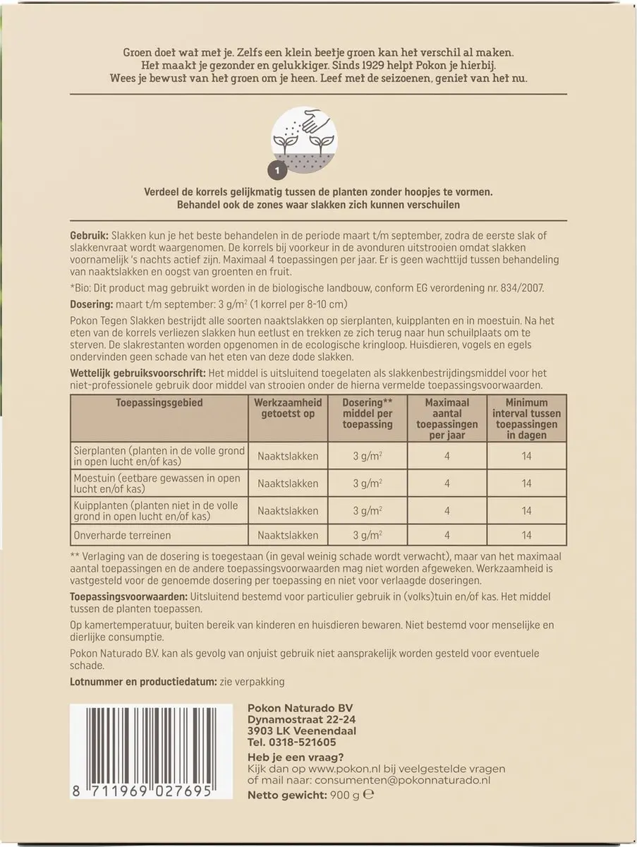 Pokon Bio Tegen Slakken Korrels 900g
