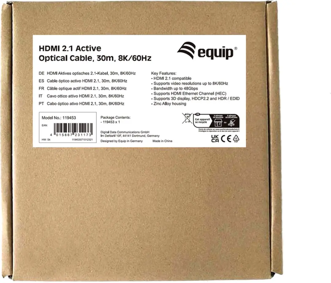Equip 19453 HDMI 2.1 Actieve Optische Kabel 30m - 8K/60Hz
