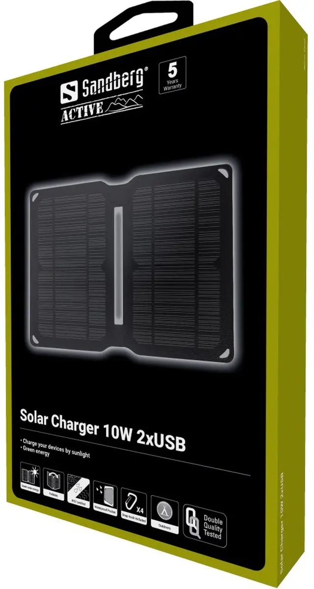 Sandberg 420-69 Solar Charger 10W - 2x USB - Zwart