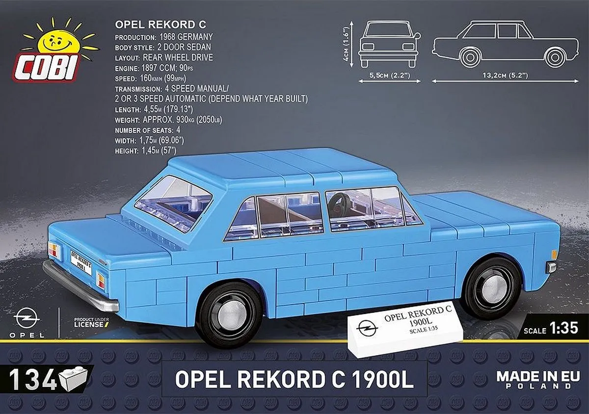 Cobi Opel Rekord C 1900 L - 134 Stukken - Meerkleurig