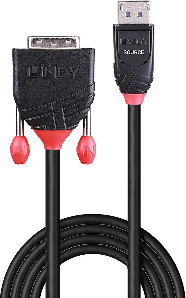 Lindy 41493 DisplayPort naar DVI-D Adapterkabel 5m - Zwart
