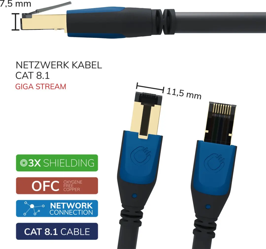 Oehlbach D1C19354 Netwerkkabel CAT 8.1 3m - Zwart