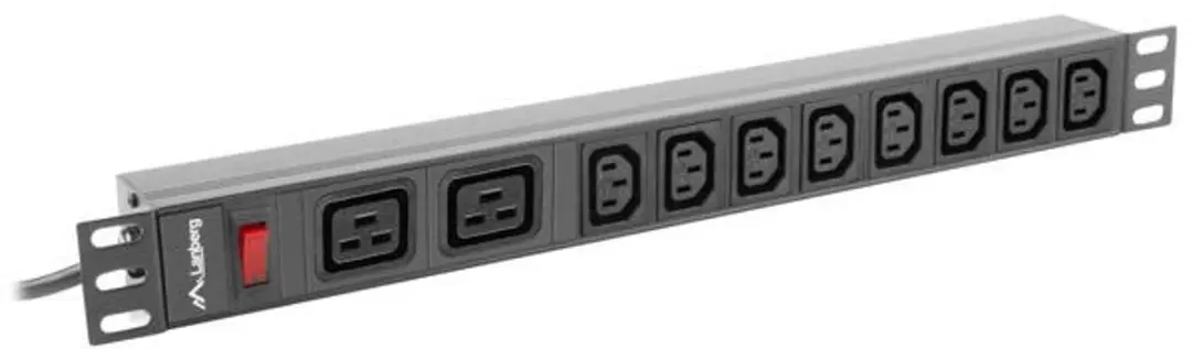 Lanberg Serie PDU-02I1908I-0200-C20-BK Stroomverdeler 1U 16A - 10 Stopcontacten Zwart - afbeelding 5 van 6