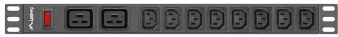 Lanberg Serie PDU-02I1908I-0200-C20-BK Stroomverdeler 1U 16A - 10 Stopcontacten Zwart - afbeelding 2 van 6