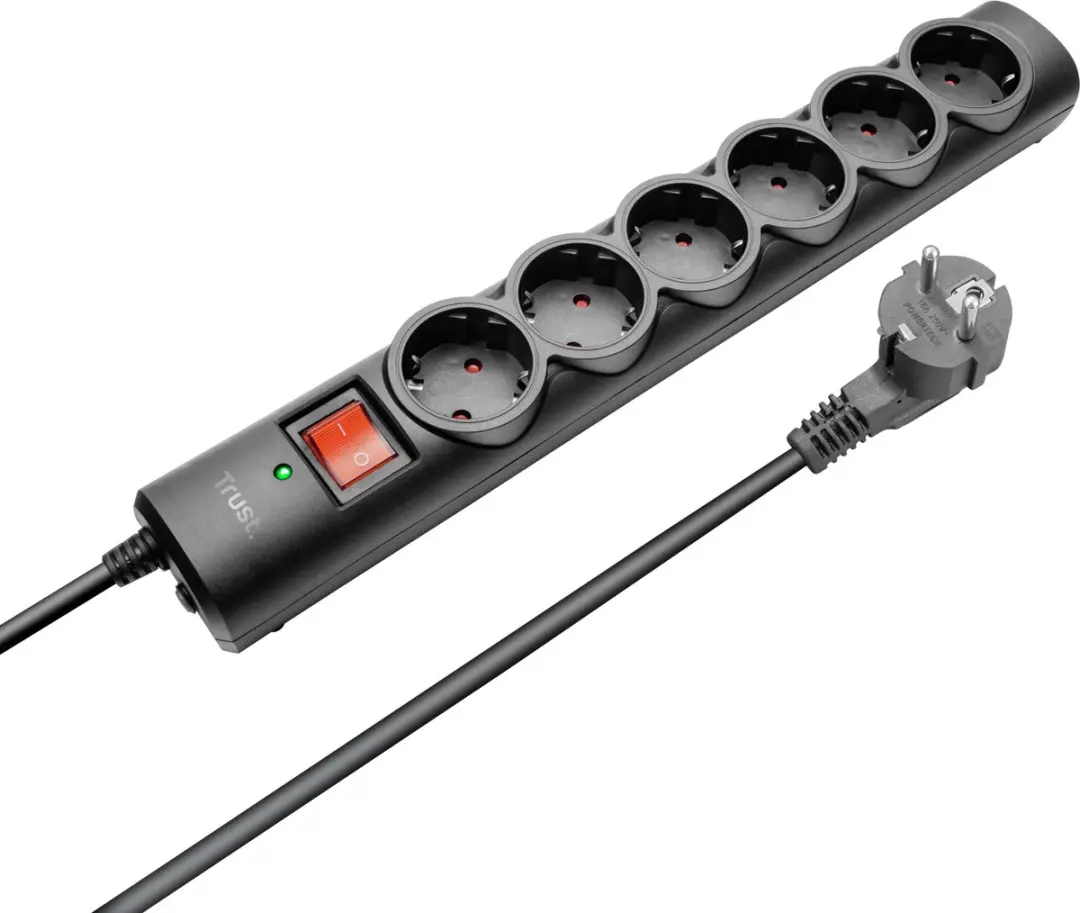 Trust 6-Port Surge Guard 8713439210590 Spanningsbeschermer - 6 Stopcontacten - 1,8m
