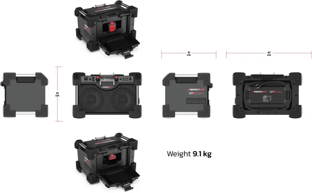 Perfectpro Rockhart RH4 Bouwradio - DAB+ Bluetooth - 30W - Zwart