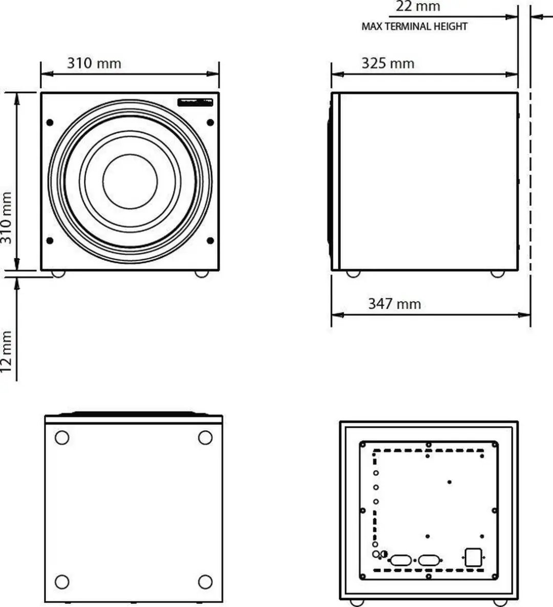 Bowers & Wilkins ASW610 Actieve Subwoofer 200W - Mat Zwart