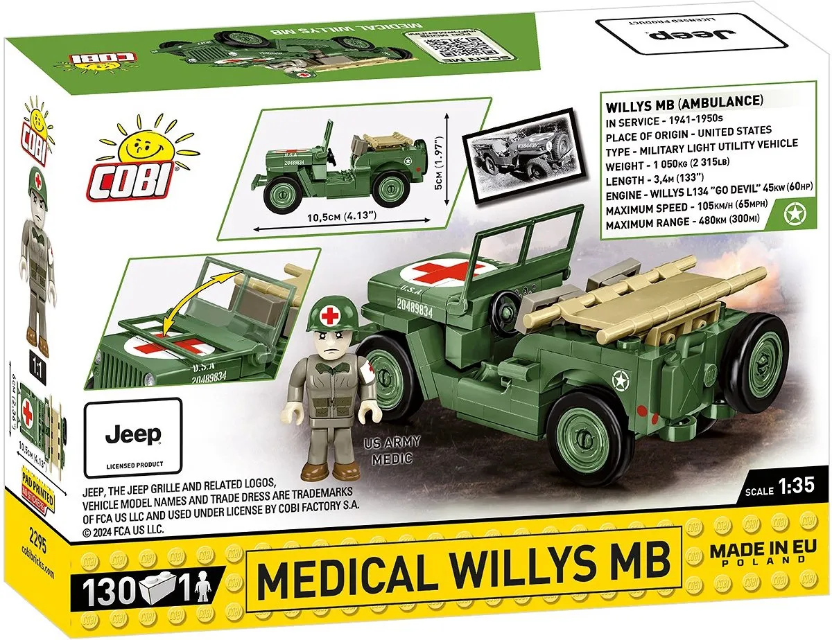 Cobi Medische Willys MB - 130 Onderdelen - Meerkleurig