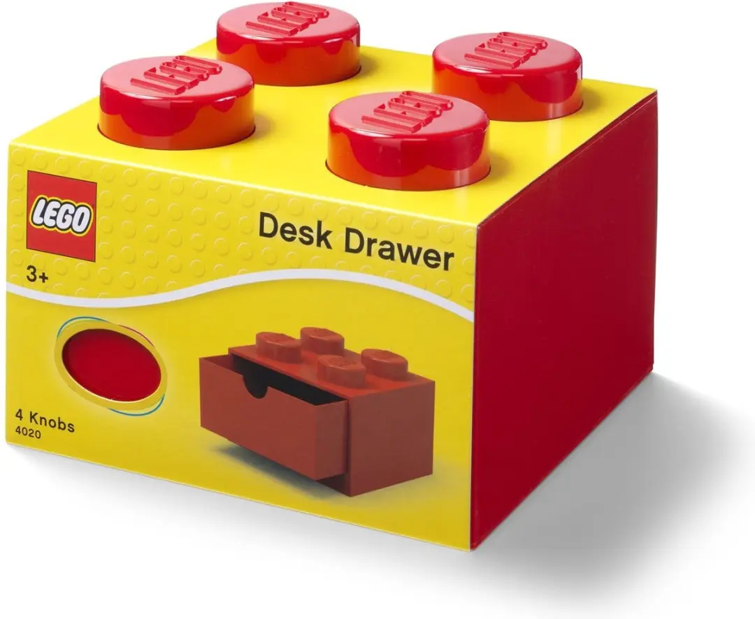 LEGO Opbergbox Brick 4 Bureaulade - Rood