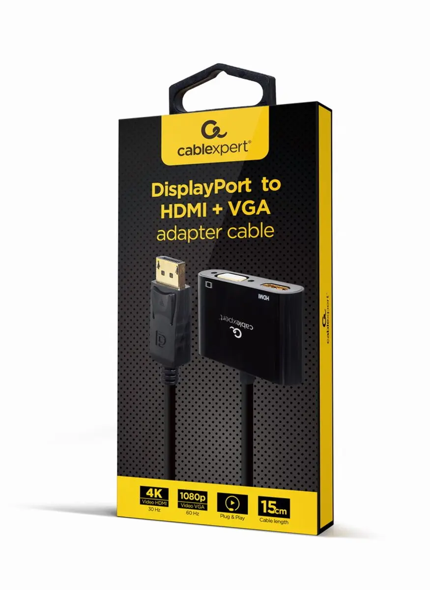 Cablexpert DisplayPort naar HDMI+VGA Adapterkabel - Zwart
