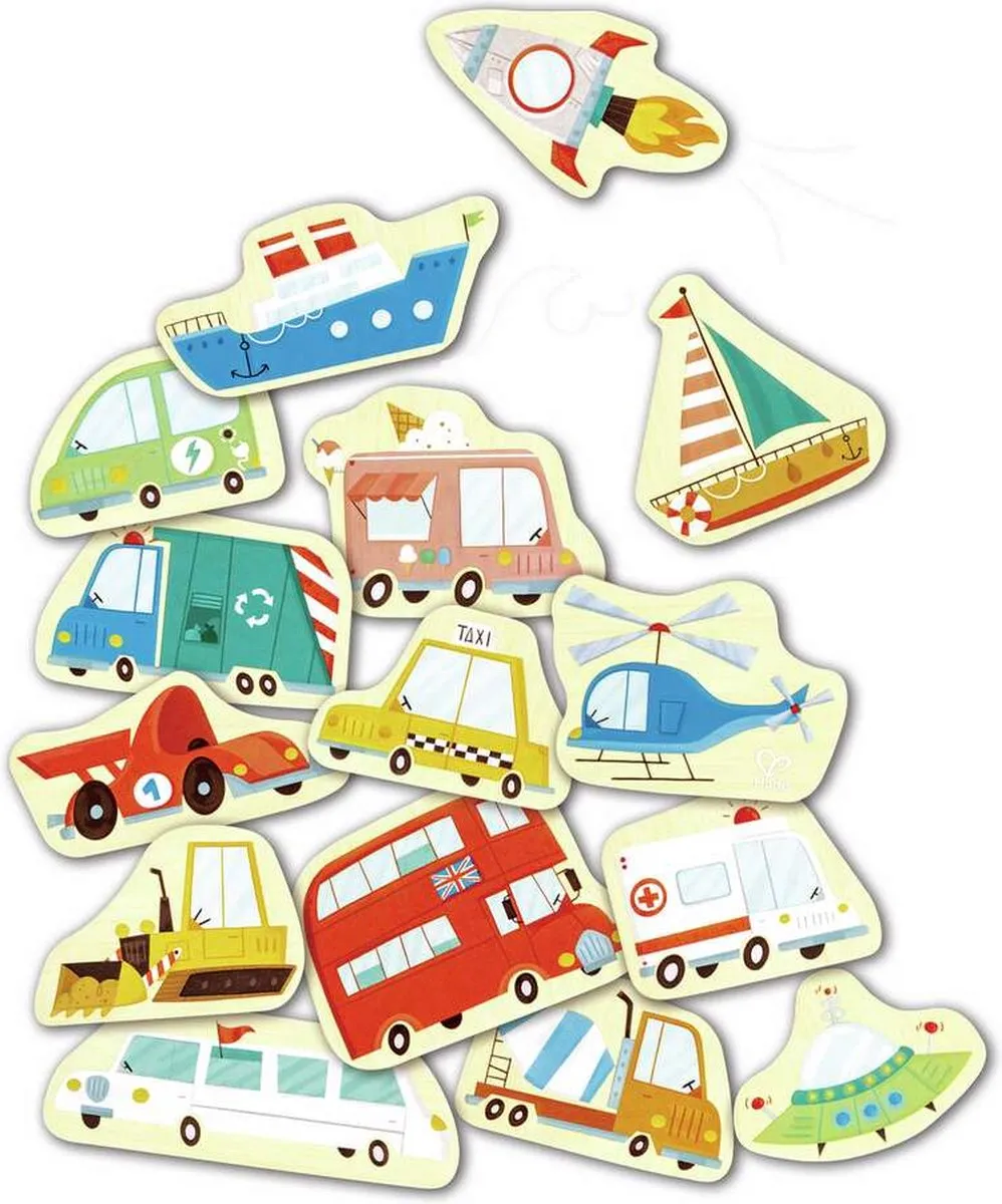 Hape E2008A Magnetische Voertuigen Set - 30 Stuks - Multicolor