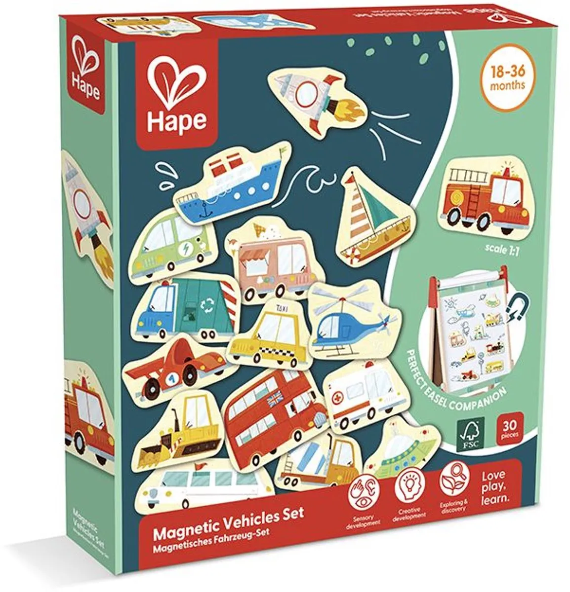 Hape E2008A Magnetische Voertuigen Set - 30 Stuks - Multicolor