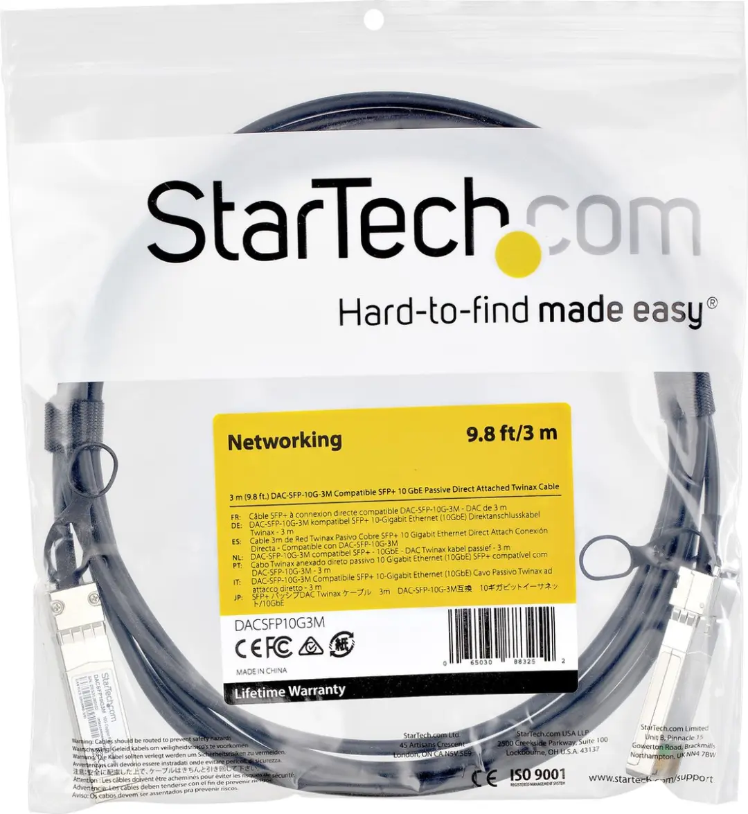 Startech DACSFP10G3M SFP+ Kabel 3m - Zwart-Grijs