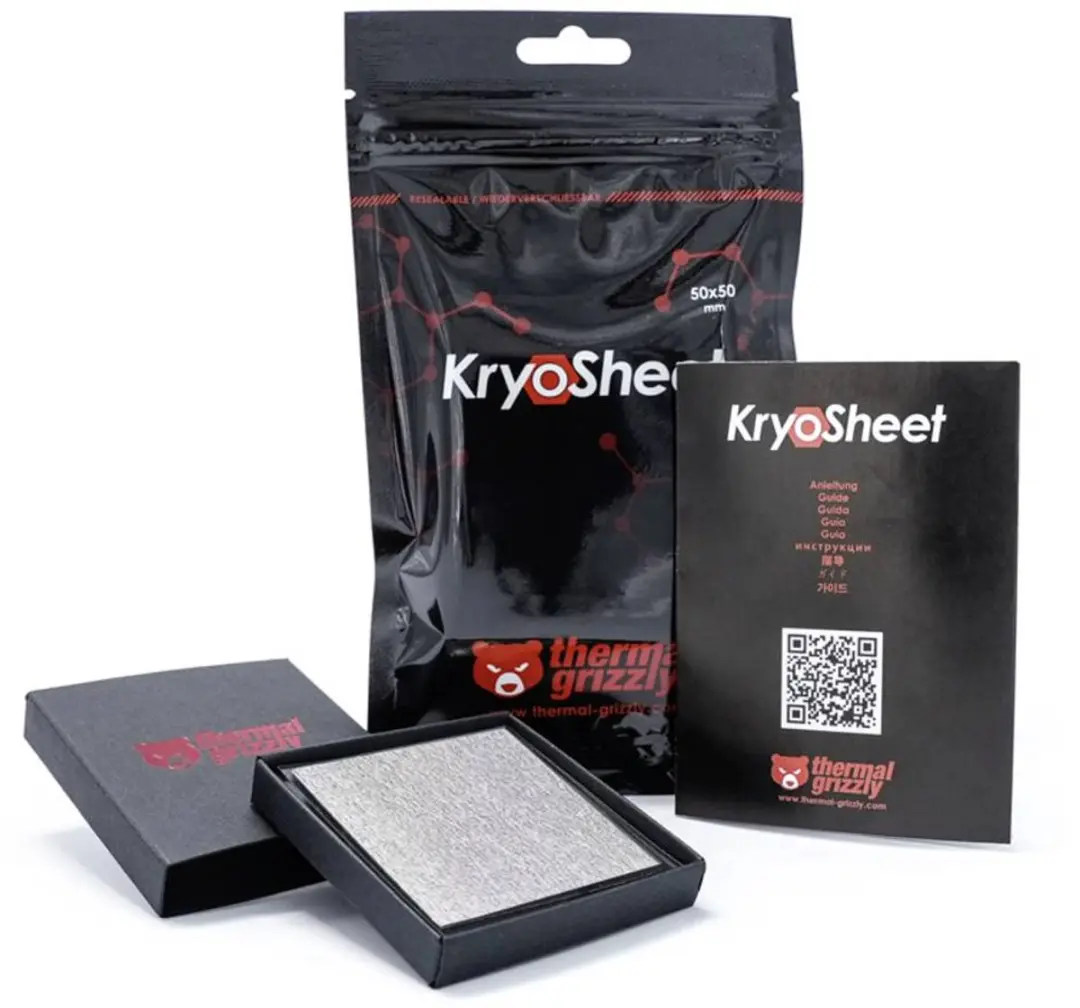 Thermal Grizzly KryoSheet Grafene Thermische Pasta 50x50mm - Zwart/Grijs