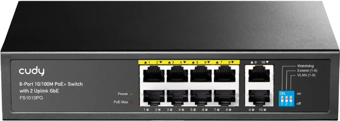 Cudy FS1010PG 8-poorts PoE+ Switch - 8x PoE 120W - Zwart - afbeelding 6 van 6