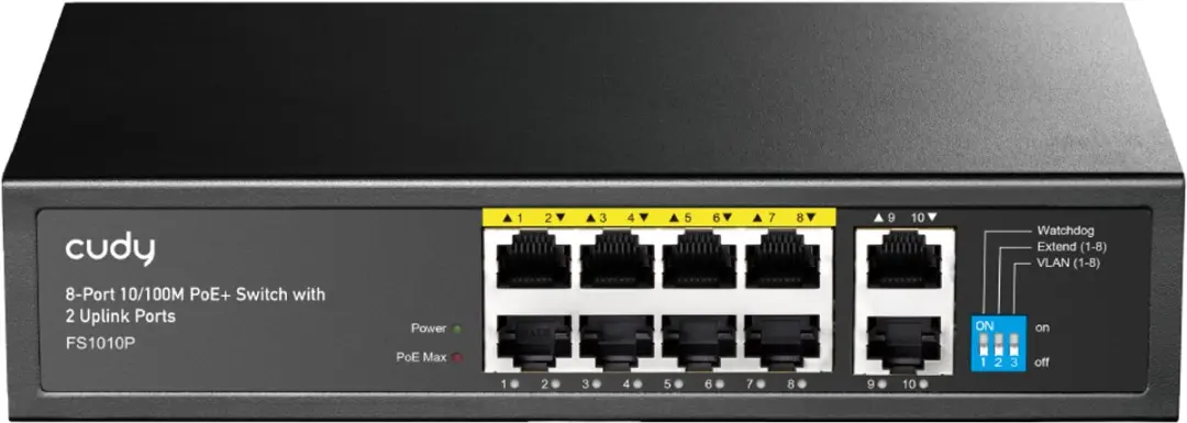 Cudy FS1010PG 8-poorts PoE+ Switch - 8x PoE 120W - Zwart