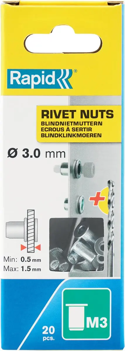 Rapid Rivet Moeren M3 5000670 - 1 Stuk - Zilver