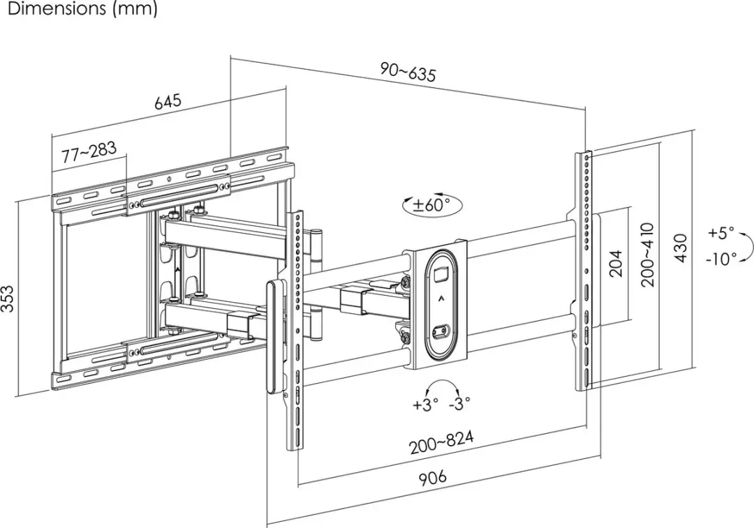 Equip 650348 TV-Bevestiging - 100" - VESA 200x200mm - Zwart