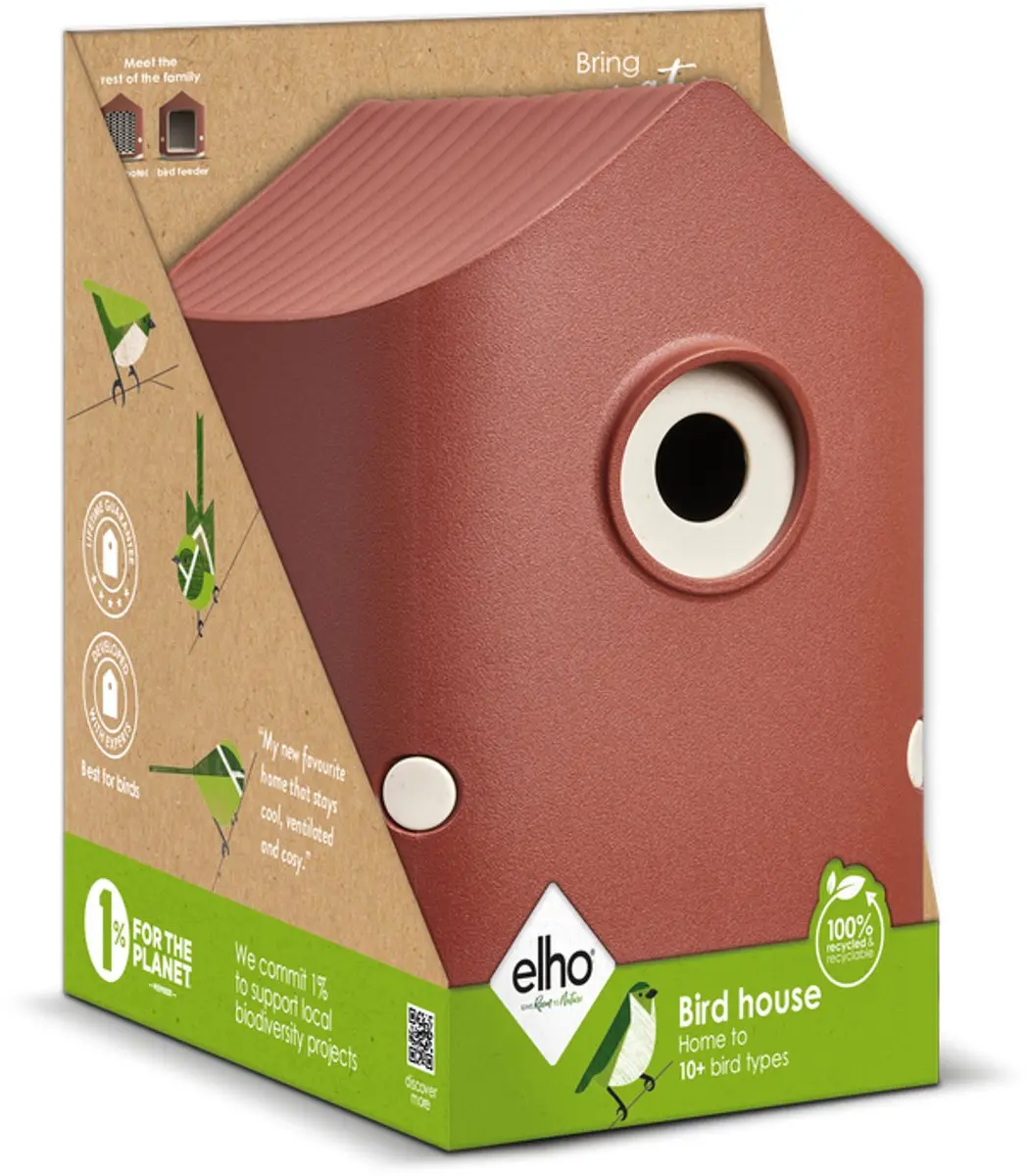 Elho Cosy Bird House Vogelhuisje 18cm - Toscaans Rood