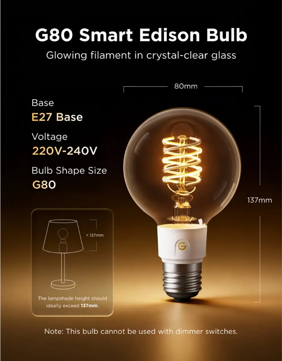 Govee G80 Smart Edison LED Lamp E27 RGBWW - 500 lm - 2 Stuks