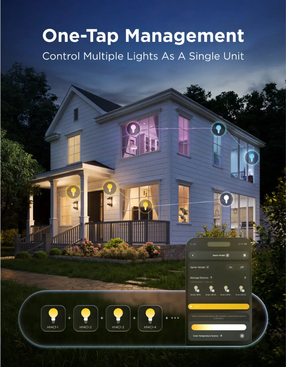 Govee G80 Smart Edison LED Lamp E27 RGBWW - 500 lm - 2 Stuks - afbeelding 6 van 6