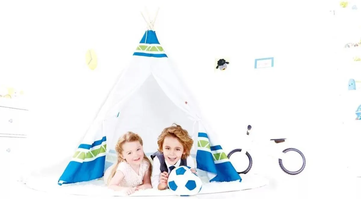 Hape Wigwam Speeltent - Blauw/Wit