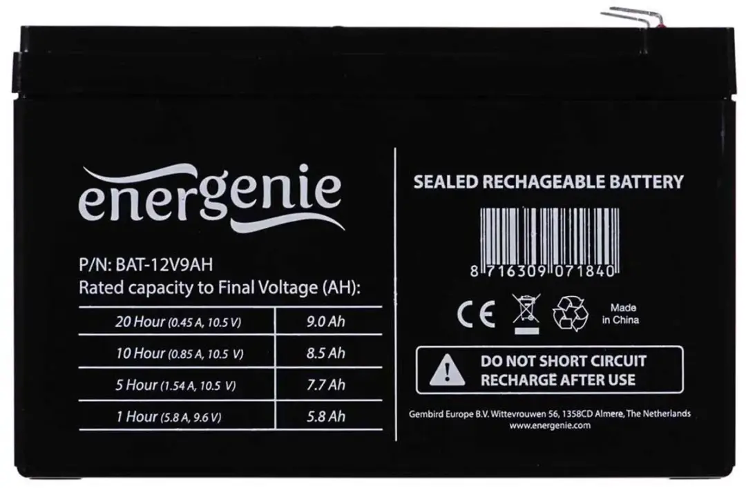 Gembird EnerGenie BAT-12V9AH Batterij 12V 9Ah
