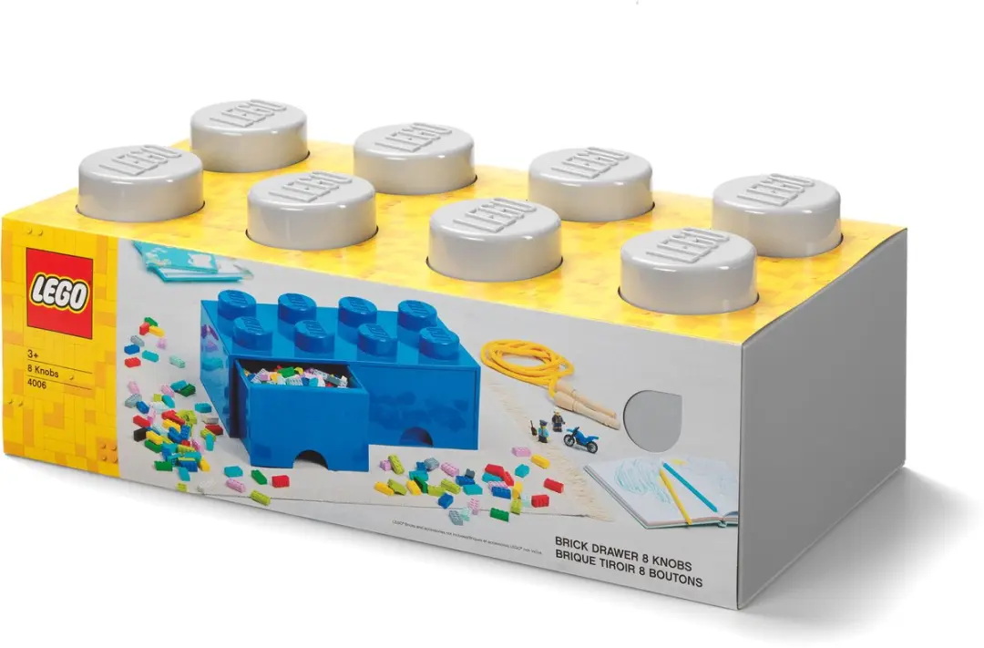 LEGO Brick 8 Opbergbox met Lades - Grijs