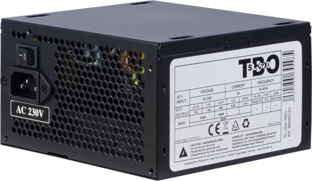 Intertech SL-500 88882191 Voeding 500W - Zwart