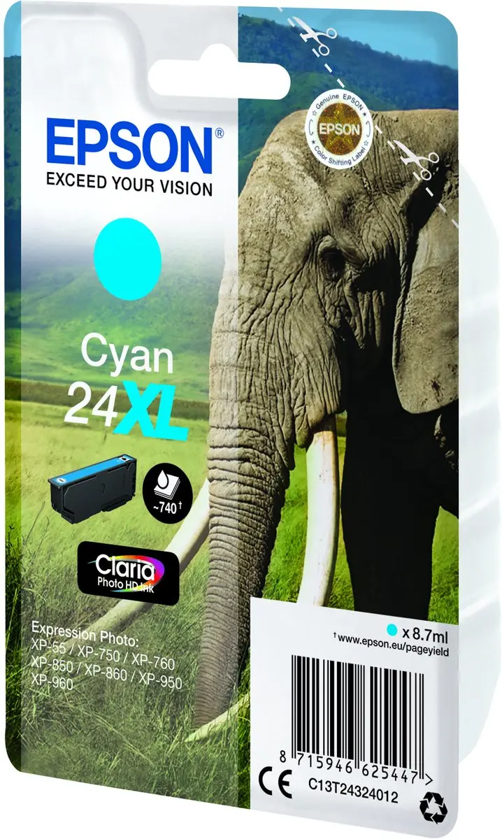 Epson C13T24324010 Cyan XL Cartridge - 740 Pagina's
